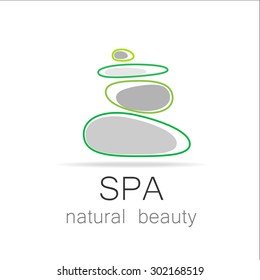 SPA - template logo for Spa lounge, beauty salon, massage area, yoga center, natural cosmetics etc.. The balancing cairn - a symbol of harmony, tranquility and relaxation.