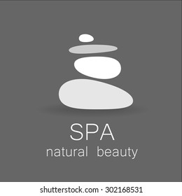 SPA - logotipo modelo para Spa lounge, salão de beleza, área de massagem, centro de ioga, cosméticos naturais etc.. O cairn de equilíbrio - um símbolo de harmonia, tranquilidade e relaxamento.