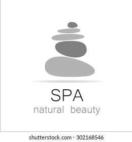 SPA - template logo for Spa lounge, beauty salon, massage area, yoga center, natural cosmetics etc.. The balancing cairn - a symbol of harmony, tranquility and relaxation.