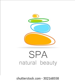 SPA - Template Logo For Spa Lounge, Beauty Salon, Massage Area, Yoga Center, Natural Cosmetics Etc.. The Balancing Cairn - A Symbol Of Harmony, Tranquility And Relaxation.