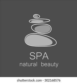SPA - template logo for Spa lounge, beauty salon, massage area, yoga center, natural cosmetics etc.. The balancing cairn - a symbol of harmony, tranquility and relaxation.
