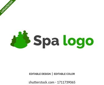 SPA - template logo for Spa lounge, massage area, yoga center, natural Care logo,Swan and green leaf symbol. Spa logo design, leaf logo plant eco green isolated nature, Vector illustration