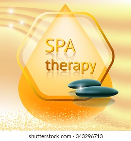 Spa therapy theme vector illustration with massage stones   on yellow background.