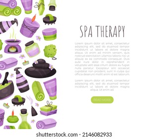 Banner del sitio web de Terapia Spa con lugar de texto. Procedimiento de spa y terapia de relajación en salón de belleza publicidad pancarta ilustración vectorial