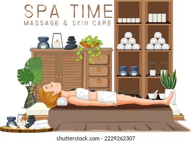 Spa time text design for banner or poster illustration