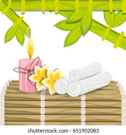 spa with towel candle and natural flower