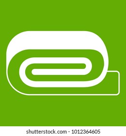 Spa towel icon white isolated on green background. Vector illustration