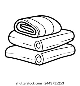 Toalla de spa con contorno de icono vectorial, ideal para gráficos con temas de relajación.