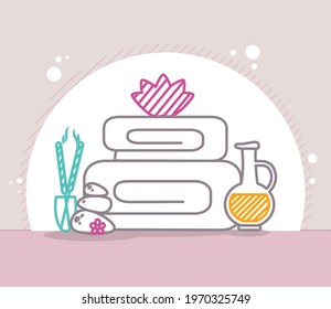 spa towels and meditation icons