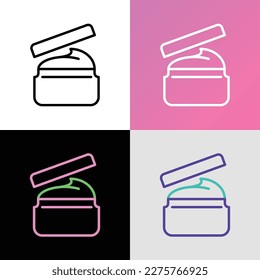 Spa treatment: body scrub, body cream thin line icon. Anti cellulite treatment. Modern vector illustration for beauty shop.