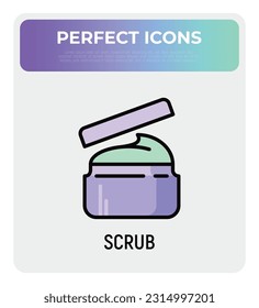 Spa treatment: body scrub thin line icon. Modern vector illustration for beauty shop.