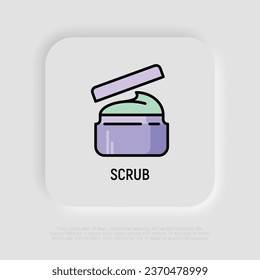 Spa treatment: body scrub thin line icon. Modern vector illustration for beauty shop.