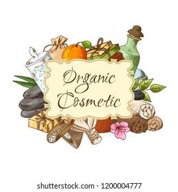 Spa treatment. Hand drawn elements on white background. Healthcare and beauty template for salon. Vector illustration.
