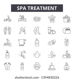 Spa treatment line icon signs. Linear vector outline illustration set concept.