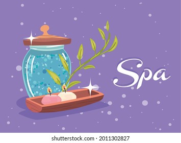 spa treatment, salt and candle