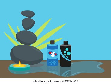 Spa Tub Tabletop Interior for Male Clients. Editable EPS10 Vector Illustration