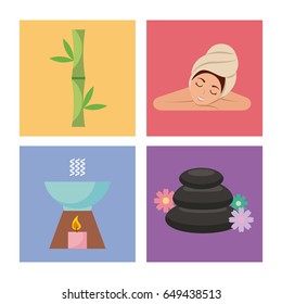 Spa utensils icons set