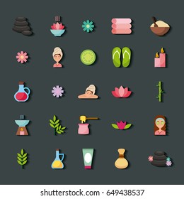 Spa utensils icons set