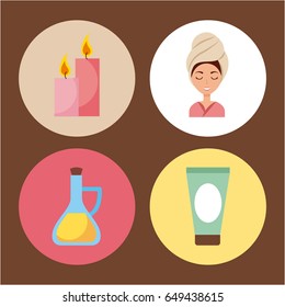 Spa utensils icons set