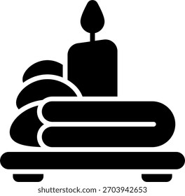 Diseño de Vector de spa en estilo moderno, servicio de bienestar del hotel y concepto de instalación de relajación, ilustración de experiencia de lujo. Icono de glifo