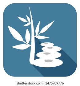 Spa Vector icon. Massage stones with leaves. 
