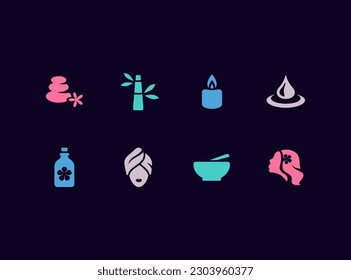 Juego de iconos vectoriales SPA. Iconos del salón de belleza y spa.