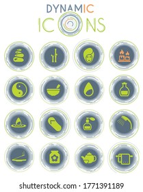 Spa vector icons on white background with dynamic lines for animation for web and user interface design