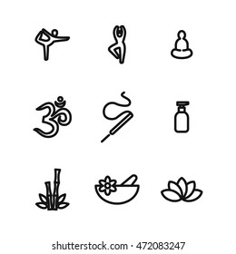 Spa vector icons. Simple illustration set of 9 spa elements, editable icons, can be used in logo, UI and web design