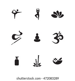 Spa vector icons. Simple illustration set of 9 spa elements, editable icons, can be used in logo, UI and web design