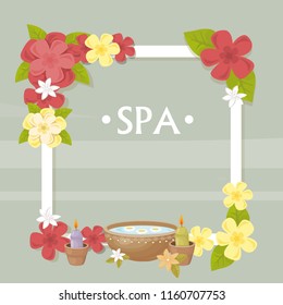 spa, vector illustration with frame and flowers