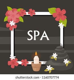 spa, vector illustration with frame and flowers