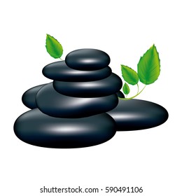 spa volcanic rocks with leaves icon, vector illustraction design image