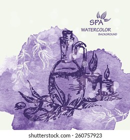 Spa watercolor background in vector. 