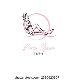 Spa and Waxing of female luxury service in salon Logo vector illustration with dummy text on white background.