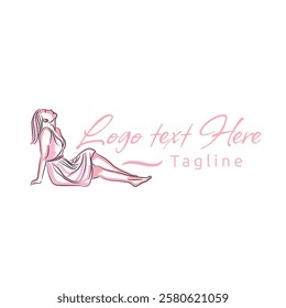 Spa and Waxing of female luxury service in salon Logo vector illustration with dummy text on white background.