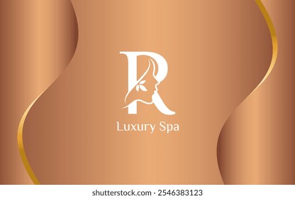 Spa y Bienestar Belleza Logotipo de Lujo Letra R