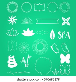 Spa Wellness Body Care Elements White Vector Set