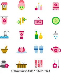 SPA & WELLNESS colored flat icons