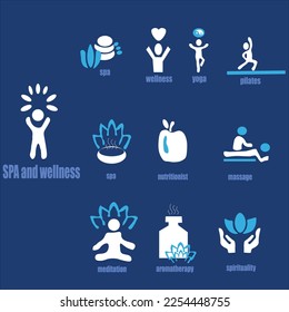 spa and wellness concept line style icons set