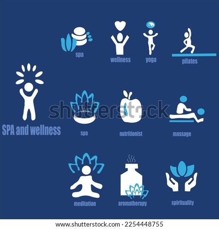 spa and wellness concept line style icons set