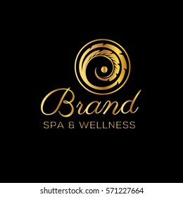 Spa and wellness golden vector logo design template