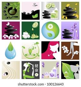 Spa & wellness graphic design elements for icons, logos & background. (Part 6)