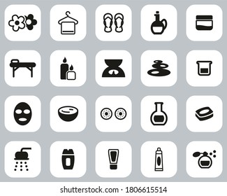 Spa & Wellness Icons Black & White Flat Design Set Big
