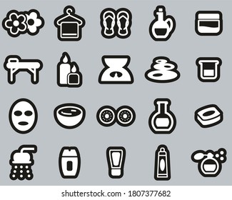 Spa & Wellness Icons White On White Sticker Set Big