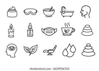 Spa and Wellness Line Icon Set