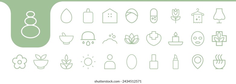 spa and wellness lines icon set collection design vector