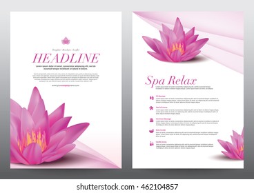 Spa Wellness Medical Topic Template Elements, Lotus Flower, Presentation, Brochure Poster Flyer Leaflet, Vector Illustration Design