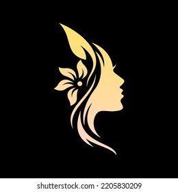 Bienestar del spa logotipo de chica premium vector yoga, skincare, lotus, flor, giratoria, femenina