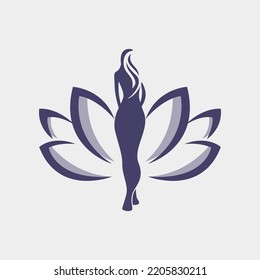 Spa wellness premium girl logo vector yoga, skincare, lotus, flower, girly, feminine