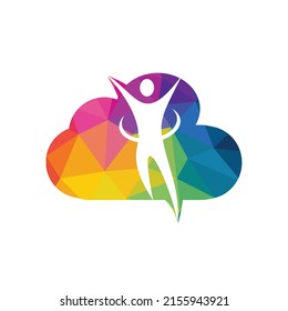 Diseño del logo vectorial de Spa y wellness. Resumen del vector de diseño del logotipo de nube humana.